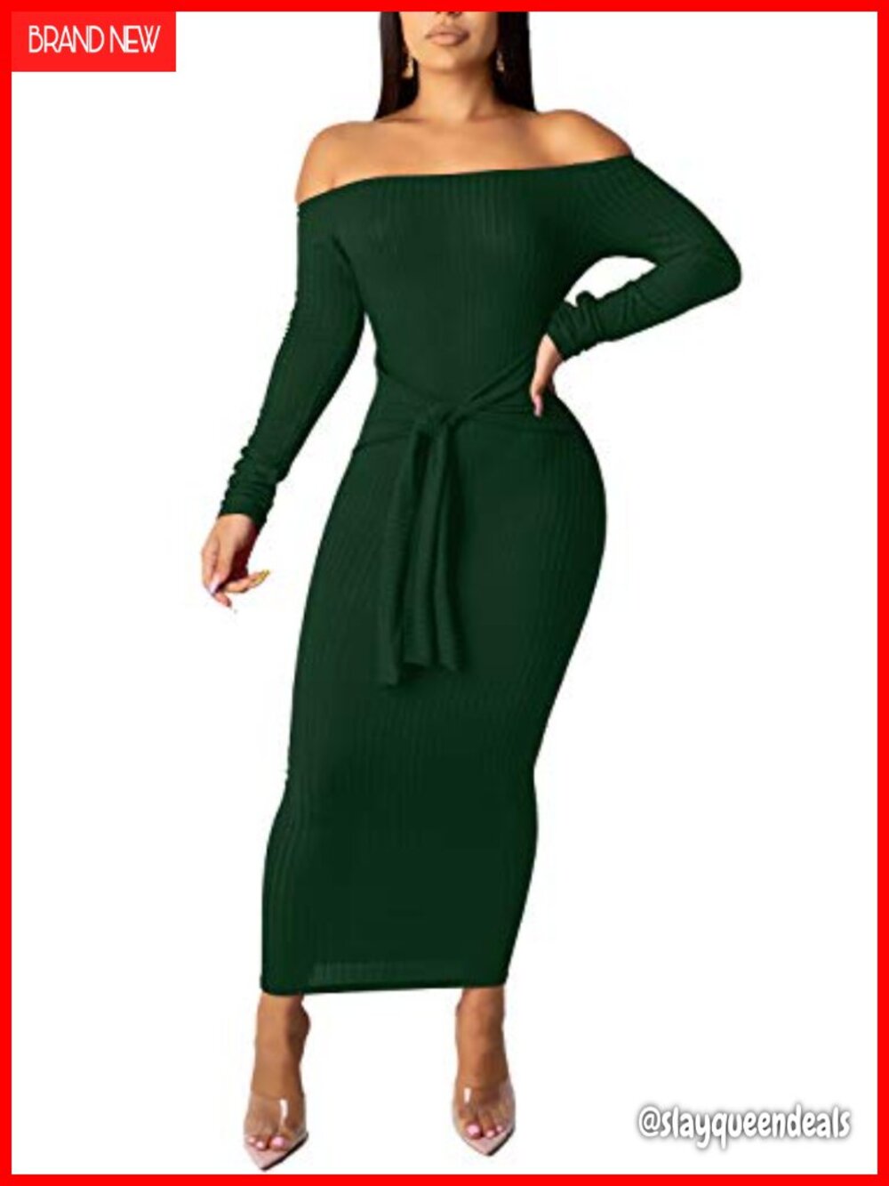 Off Shoulder Long Sleeve Bodycon Sweater Dress